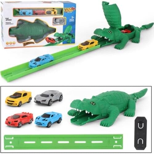 360 Degree Rotating Inertial Crocodile Toys, Puzzle Track Hobby Ejection Toys Car for Kids Toddlers Birthday Gift