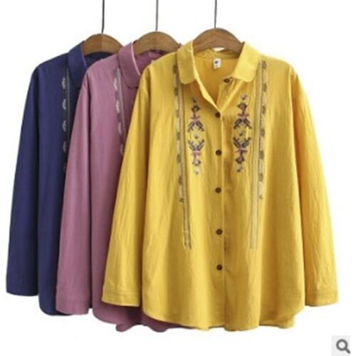 Plover dress 2020 Spring and Autumn Wear new ethnic style embroidered shirt SL6001 art style long-sleeve shirt