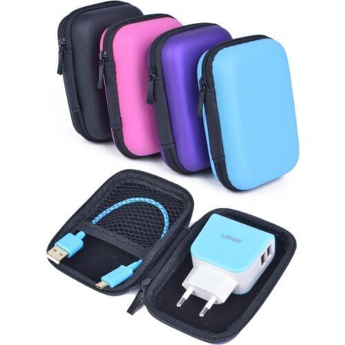 120x80x40mm External Battery Hard Cases Shockproof Portable EVA Storage Carrying Bags for Cellphone USB Chargers Data Cables
