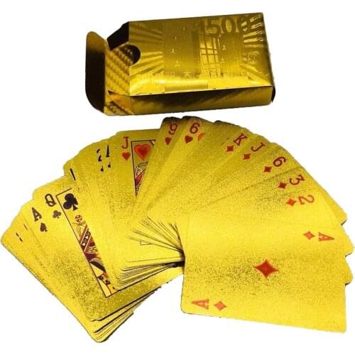 Golden Plastic Playing Cards Deck Waterproof Gold Foil Poker Magic Card Collection Edition