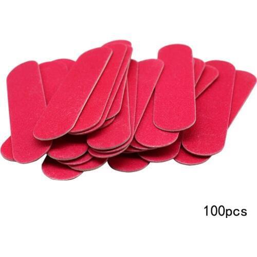 100Pcs Wood Mini Nail File 180/240 Red Sandpaper Buffing Sanding Files Pedicure Manicure Salon Polish Nail Care Tools Set 9*2cm
