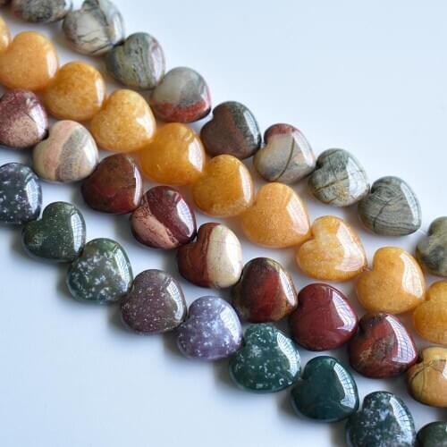 2020 new Fashion good quality natural stone love mixed heart beads 16mm for jewelry Accessories making wholesale 24pcs/lot free