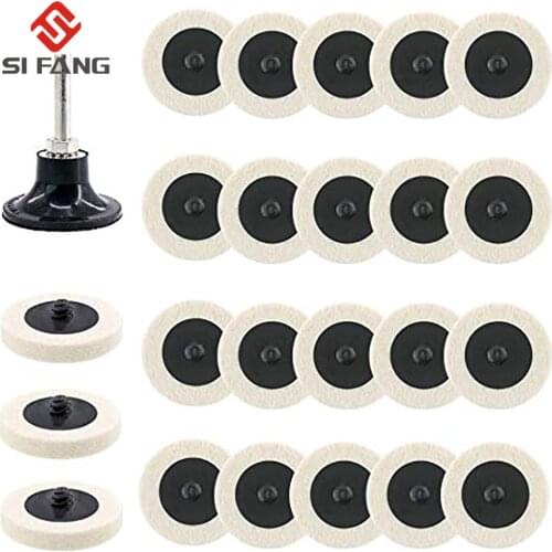 24pcs 50mm Compressed Wool Pad Fabric Disc Polishing Buffing Pads Abrasive Wheels for Roloc Grinding Abrasive Tools Accessories