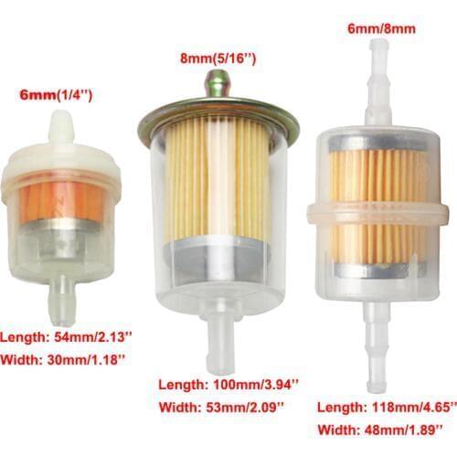 3 Pieces Oil Fuel Filter Set 3 Types For 6mm 8mm Pipe Plastic