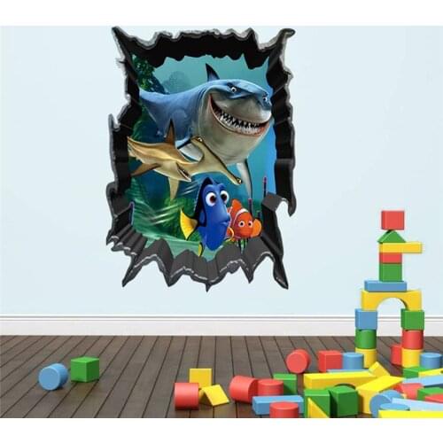 Dory Nemo Shark 3d Window Wall Sticker Kids Room Decoration Diy Print Mural Art Fish Home Decals Halloween Gift Posters