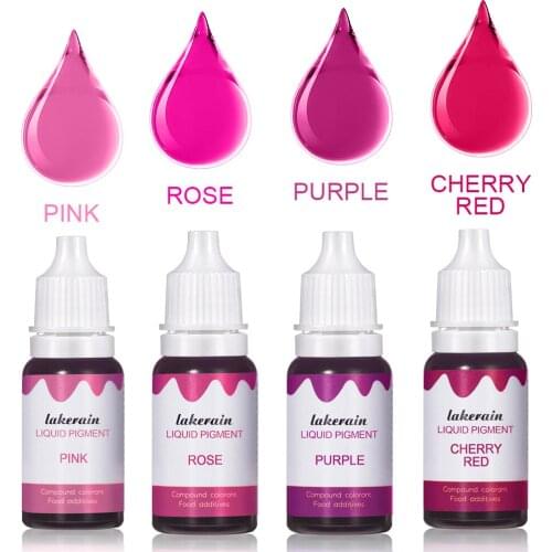 4colors/set DIY Lip Gloss Liquid Pigment Flavor Essence Oil Drop for Clear Lip Gloss Base Gel Lip Glaze Odorless Lipgloss Base