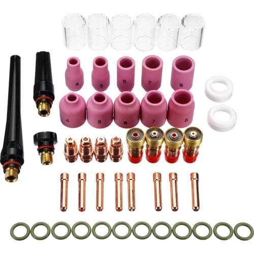 49PCS Welding Torch Stubby Gas Lens For WP-17/18/26 TIG 10 Pyrex Glass Cup Kit Welding Accessories Durable Practical