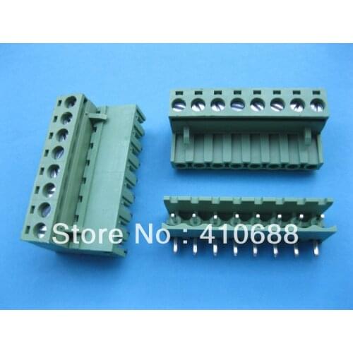 60 Pcs Angle 8 way/pin Pitch 5.08mm Screw Terminal Block Connector Pluggable Type Green 2EDCK-2EDCR-5.08