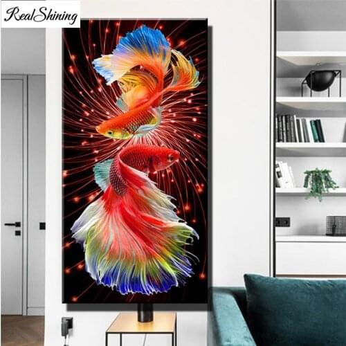 Full Square Round 5D DIY Diamond Embroidery Fish goldfish Cross Stitch Diamond Painting Animal Mosaic Picture Rhinestones,T449
