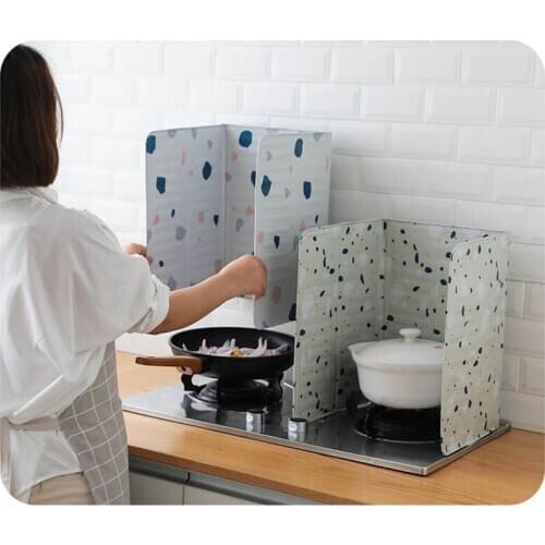 Kitchen Frying Pan Oil Splash Barrier Aluminum Foldable Kitchen Gas Stove Baffle Net Kitchen Accessories