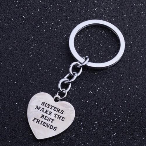 Sisters Make The Best Friends Love Heart Keyring Key Ring Friendship Gifts Women Girl Keychain Key Chain Jewelry Presents