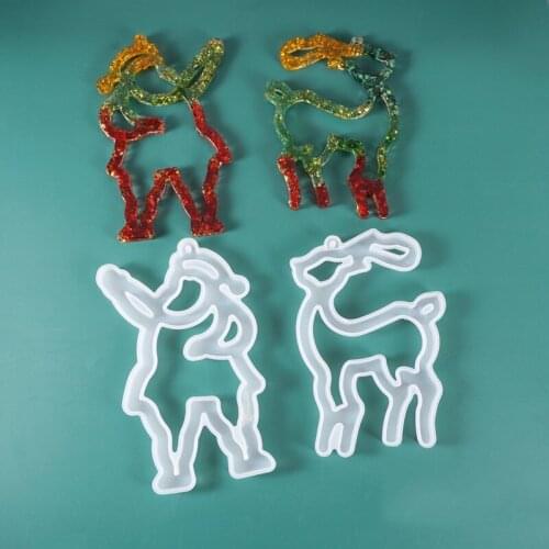 DIY Crystal Epoxy Resin Mold Santa Claus Elk Pendant Room Decoration Theme Silicone Mold Christmas Decoration Supplies