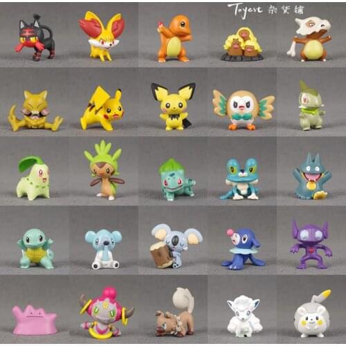 Genuine Bulk Pokemon 4cm popplio Squirtle Pikachu Vulpix Cubone Anime Action Figure Model Toys Gift for Children