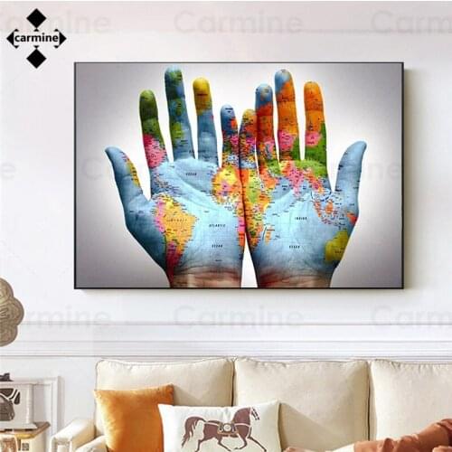 World Map In Hands Funny Canvas Wall Art Picture Home Decor Nordic Print Painting for Home Interior Decoration No Frame Pictures