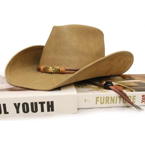 Unisex Women Men Retro Bull Head Totem Band PU Leather Roll Up Wide Brim Sombrero Sun Cap Beach Cowboy Cowgirl Western Hat (58cm