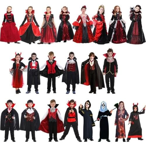 Halloween costume for kids vampire Girls grils Costumes Vampire Queen Prince Cosplay Party Fancy Dress Carnival girl child