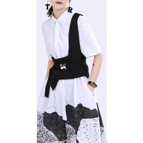 2020 Summer Non-Mainstream Design One-Shoulder Irregular Cut Waistband Girdle Suit Vest Female