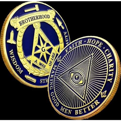 Hot Sales Brotherhood Freemasons Masonic Challenge Coin Making Good Men Better Golden Design Mason Token Coins Collection