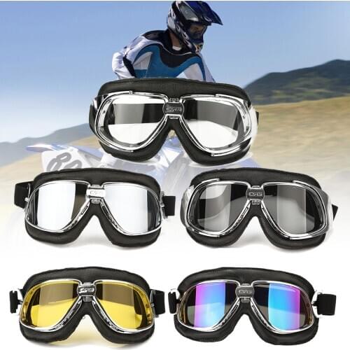 Motorcycle Goggles Glasses Motorbike Protective Helmet Eyewear Pilot Steampunk ATV Scooter Cruiser Jet Cycling Retro Sunglasses