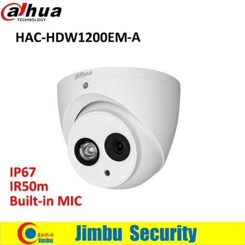 Original DAHUA HAC-HDW1200EM-A HDCVI DOME 2MP Camera built in mic CMOS 1080P IR 50M IP66 CCTV camera