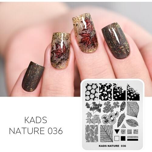 KADS Plate Nail Stamping Plates Nature Leaves Tree Design Stamp Template Nail Art Stencil Size 7*8cm Stainless Steel Image