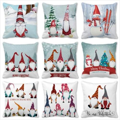 Santa Claus Christmas Throw Pillowcase Peachskin Polyester Cushion Cover Sofa Car Seat Pillow Case Party Home Decor New Year