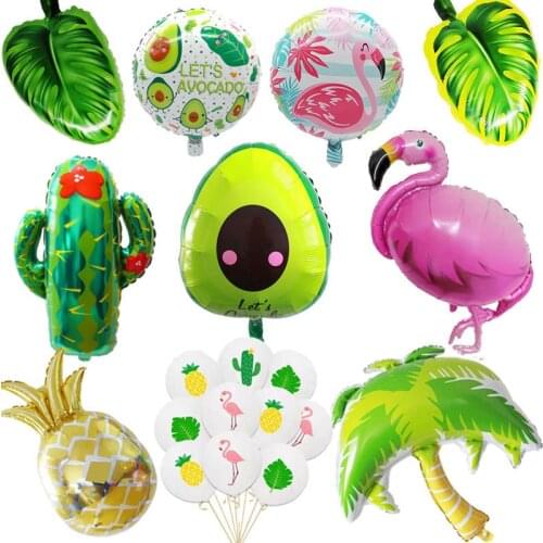 Hawaiian Tropical Flamingo Avocado Coconut Tree Foil Balloons Holiday Summer Party Aloha Beach Birthday Party Decor Supply Balls