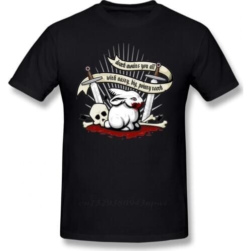 Organic Cotton Retro Stylish The Rabbit Of Caerbannog Tee Shirt For Man Holy Grail Knights Monty Python T Shirt