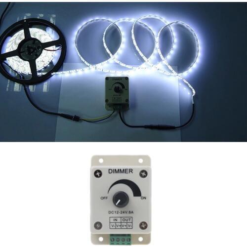 LED Dimmer DC 12V 24V 8A 96W Adjustable Brightness Lamp Bulb Strip Driver Single Color Light Power Supply Controller 5050 3528