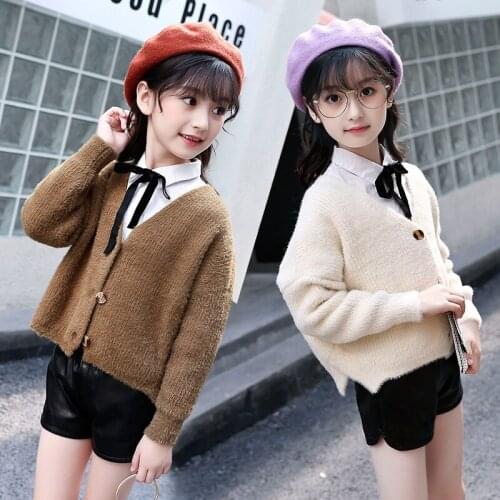 Girls Sweater Babys Coat Outwear 2021 Thicken Warm Winter Autumn Knitting Cardigan Jacket Formal School Childrens Clothing