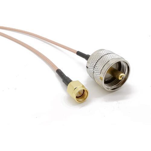 UHF PL259 Male to SMA Male Coaxial Coax Antenna Cable RG316D Double Shield Silver Low Loss UHF Plug to SMA Plug adapter 10-50CM