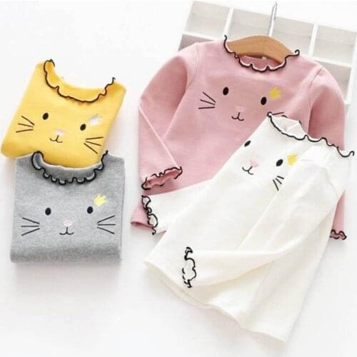 2020 Spring Autumn Girls Bottom Long Sleeve Children T Shirts Cartoon Girls Blouse 2-8years Baby Tees Clothing