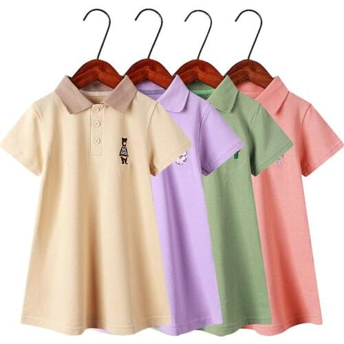 Knitted Cotton Kids Clothes Girls Summer Dress Cartoon Embroidery Toddler Girl Clothes Children Dresses College Casual Dress