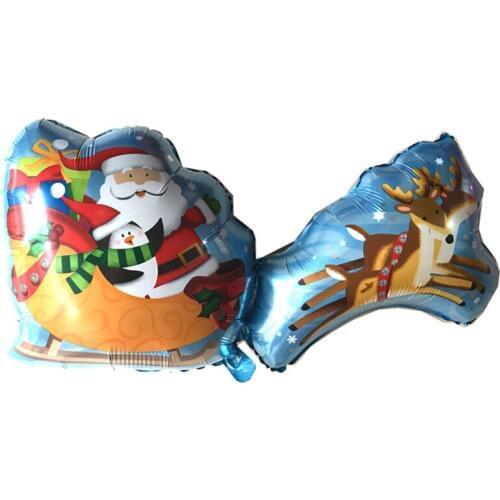 1 pcs cartoon Santa Sleigh Deer Aluminum foil balloon merry Christmas decoration party Supplies classic toys
