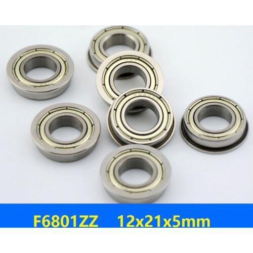 100pcs/lot F6801ZZ F6801Z F6801 ZZ Z 12x21x5 mm flange deep groove Ball Bearing double shielded flanged F 6801ZZ 12*21*5mm