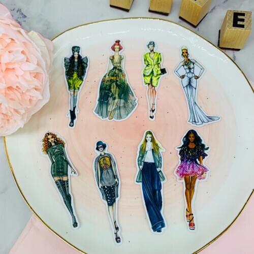 17pcs Girl dress model paper sticker decoration DIY diary scrapbook paper sticker kawaii stationery Decorative sticker kids toys