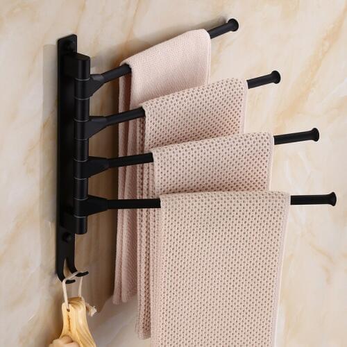 2-4 Swivel Towel Bars Aluminum Wall Mounted Bathroom Towel Rail Rack Bathroom Towel Holder Gold Towel Hanger Bathroom Accessory