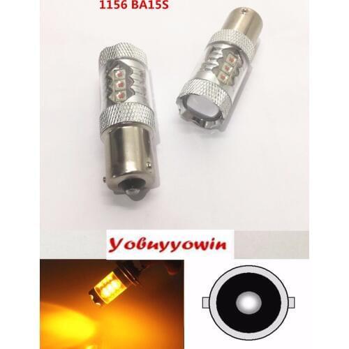 2PCS/LOT 80w AMBER CANBUS ERROR CREE CHIPS P21W 382 BA15s LED INDICATOR CAR LIGHT BULB