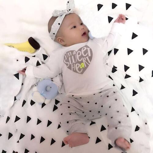 2020 New Kids 3Pcs Clothes Set Toddler Baby Girl Outfit Print Heart Top T Shirt Pants Headwear
