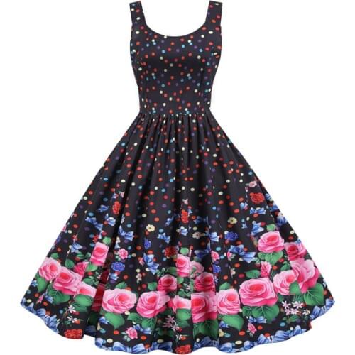 2021 Summer Vintage Dress Women Spaghetti Strap Floral Print High Waist Elegant Sleeveless A-Line Party Midi Dress Robe Femme