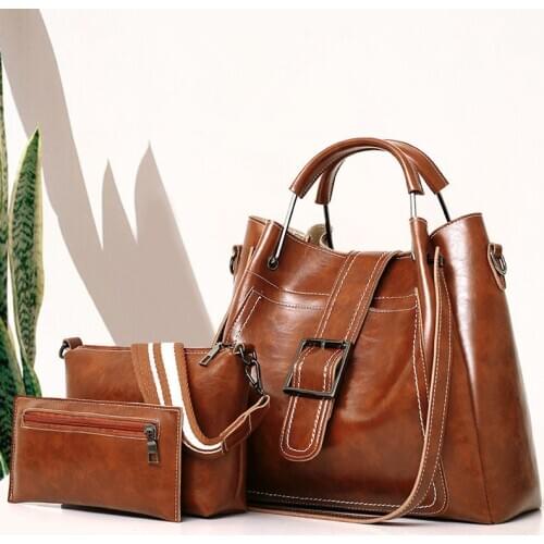 3pcs/Set Women Composite Bag PU Leather Shoulder Messenger Bag Tote Bag Bolsa High Quality Ladies Handbag Female set bag