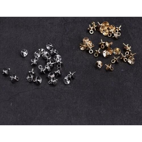 50pcs 3 4 5 6mm Copper Charms Eye Pins Beads End Caps Top Drilled Pendant Bails Findings Connectors For Jewelry Makings