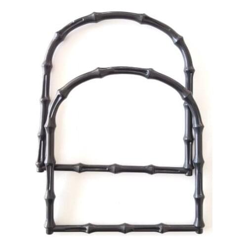 Bamboo looking plastic handle bag black color A7