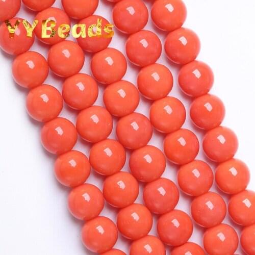 Natural Orange Red Jades Stone Beads Round Loose Charm Beads For Jewelry Making DIY Necklace Bracelet For Women Accessories 8mm