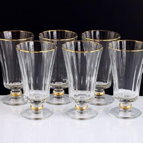 Coffee As Water Cup Gold gilded Pedestal Water cup Set Pasabahce Coffee As Water Cup Pad Diamond Gold 6 Personality