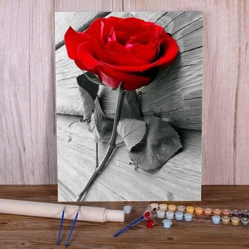 Flower Rose Painting By Numbers Complete Kit Oil Paints 40*50 Boards By Numbers Loft Picture Crafts Adults Drawing