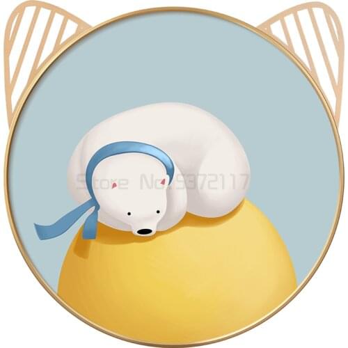 Childrens room bedside decoration picture lovely cartoon cat ears round bedroom background wall hanging picture
