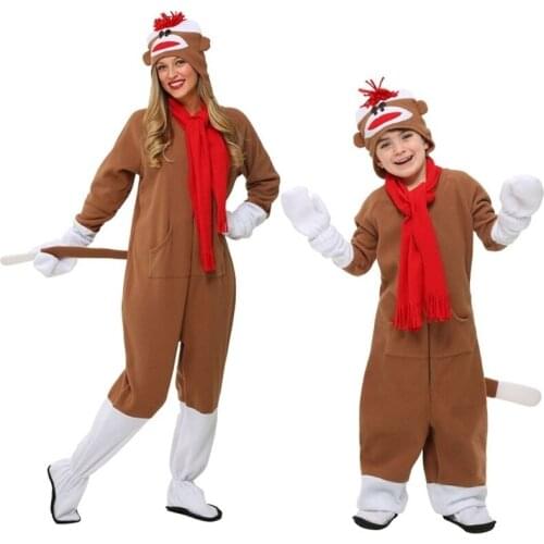 Its funny hot Halloween party in adult dress children cosplay dress animals hip-hop mouth monkey suit