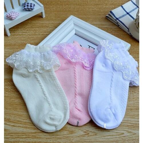 Breathable Cotton Lace Ruffle Princess Mesh Socks Children Ankle Short Sock White Pink Yellow Baby Girls Kids Toddler