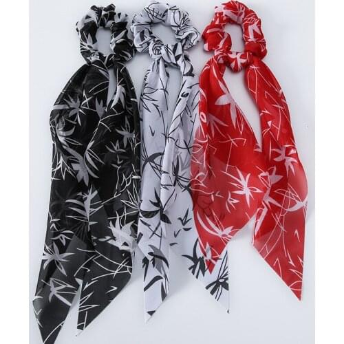 Korea Style Print Elastic Hair Bands For Women Girls Bowknot Scrunchies Headband Hair Ties Ponytail Holder Hair Accessories